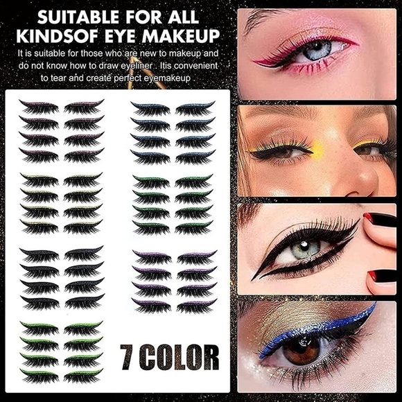 WATERPROOF Reusable Eyeliner Eyelash Stickers Set of 7 Colors - Picture 3 of 10